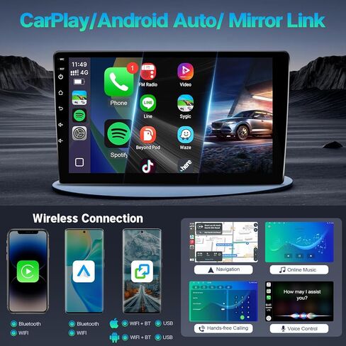 راديو ستيريو للسيارة من Leadfan لسيارة Honda CRV 2002-2006 مع Apple CarPlay Android Auto، شاشة لمس IPS مقاس 9 بوصة تدعم WiFi GPS Navigation/Bluetooth 5.1/Mirror Link/FM/كاميرا احتياطية + SWC/شاشة مقسمة in Kuwait
