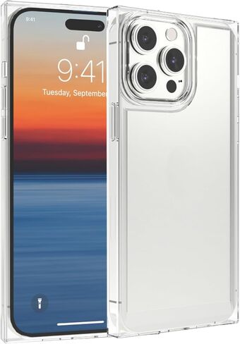 Clear Rectangle Edge Case Compatible with iPhone 16 Pro Max 6.9 inch 2024, Transparent Protective Phone Case Enhanced Corners TPU Cushion, Shock-Absorption Soft Case in Saudi Arabia