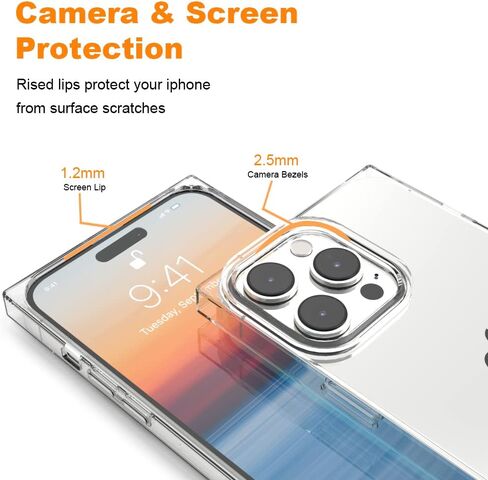 Clear Rectangle Edge Case Compatible with iPhone 16 Pro Max 6.9 inch 2024, Transparent Protective Phone Case Enhanced Corners TPU Cushion, Shock-Absorption Soft Case in Saudi Arabia