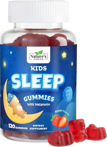 Kids Sleep Gummies Supplement, 2mg, Natural Fast Acting Melatonin Gummy Sleep Support Supplement for Children, Vegan Non-GMO Chewable for Toddlers Ages 4 and up - 60 Gummies in Kuwait