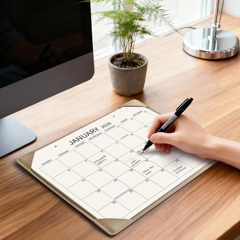 Desk Calendar 2026 with Desktop Mat, 18 Months Desk Pad Calendar January 2026 to June 2027, Medium 14 x11 inch Monthly Calendar for Home Office School (Apricot) in Saudi Arabia
