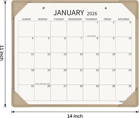 Desk Calendar 2026 with Desktop Mat, 18 Months Desk Pad Calendar January 2026 to June 2027, Medium 14 x11 inch Monthly Calendar for Home Office School (Apricot) in Saudi Arabia