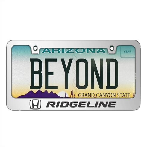 iPick Image for Honda Ridgeline in 3D on Mirror Chrome Metal License Plate Frame - Official Licensed in Saudi Arabia