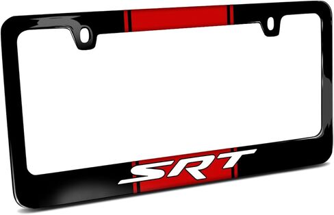 صورة iPick مصنوعة لإطار لوحة ترخيص معدنية سوداء مخططة بشعار Dodge SRT in Saudi Arabia