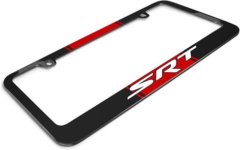 صورة iPick مصنوعة لإطار لوحة ترخيص معدنية سوداء مخططة بشعار Dodge SRT in Saudi Arabia