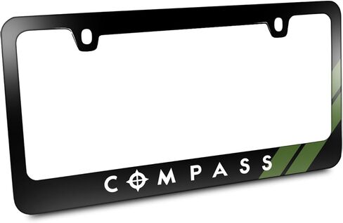 iPick Image Made for Jeep Compass Green Stripe Black Metal License Plate Frame in Saudi Arabia