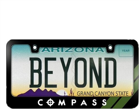 iPick Image Made for Jeep Compass Green Stripe Black Metal License Plate Frame in Saudi Arabia