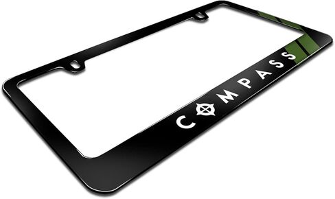 iPick Image Made for Jeep Compass Green Stripe Black Metal License Plate Frame in Saudi Arabia