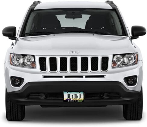 iPick Image Made for Jeep Compass Green Stripe Black Metal License Plate Frame in Saudi Arabia