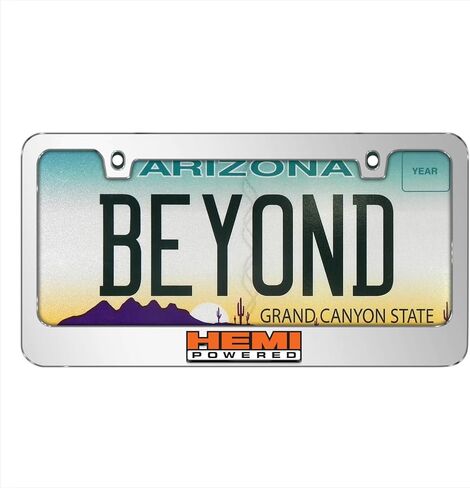 iPick Image for HEMI Powered in 3D American-Made Mirror Chrome Metal License Plate Frame in Saudi Arabia