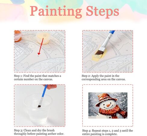 Auremi Christmas Paint by Number Kits with Framed, DIY Snowman Paint by Number Canvas for Adults, Easy Acrylic in Canvas with Brushes for Decor 20x30cm in Saudi Arabia