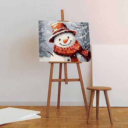 Auremi Christmas Paint by Number Kits with Framed, DIY Snowman Paint by Number Canvas for Adults, Easy Acrylic in Canvas with Brushes for Decor 20x30cm in Saudi Arabia