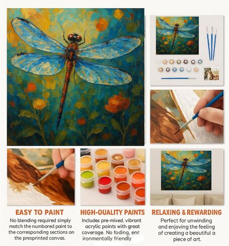 2Packs Paint by Numbers Kit for Adults,20X16IN DIY Dragonfly and Butterfly Paint by Numbers Arts for Beginner and Artists-Acrylic Oil Number Painting Kits for Home Decor,Stress Relief in Saudi Arabia