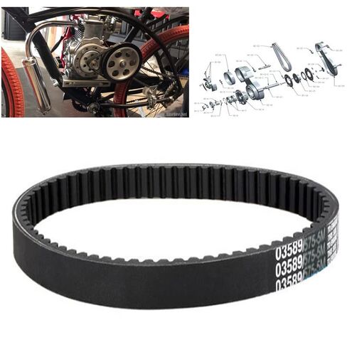 Bike Engine Belt Transmission Belt Rubber synchronous Belt 49cc / 53cc Engine 142F / 144F H5M575-115 Synchronous Belt arc Tooth Motor Drive Belt (Black Arc Tooth Drive Belt, H5M575-115-15mm) in Saudi Arabia
