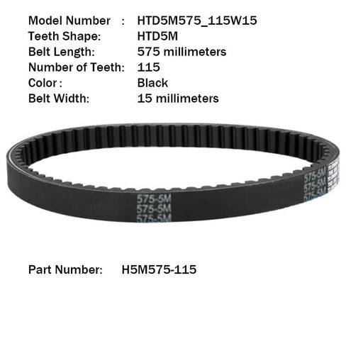 Bike Engine Belt Transmission Belt Rubber synchronous Belt 49cc / 53cc Engine 142F / 144F H5M575-115 Synchronous Belt arc Tooth Motor Drive Belt (Black Arc Tooth Drive Belt, H5M575-115-15mm) in Saudi Arabia