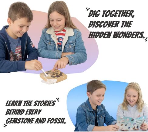 Gemstone and Fossil Dig Kit – Excavate 10 Gems and 10 Fossils, STEM Geology Set, Educational Toy, Science Kit for Kids Ages 8+ in Saudi Arabia