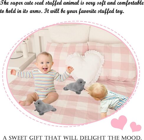 2PCS 9" Seal Plush Stuffed Animal Grey Cute Seal Toy Pillow Kawaii Doll for Kids in Saudi Arabia