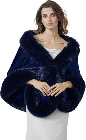 BEAUTELICATE Women's Faux Fur Shawl Wrap Stoles for Bridal Wedding Dresses in Kuwait