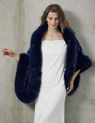 BEAUTELICATE Women's Faux Fur Shawl Wrap Stoles for Bridal Wedding Dresses in Kuwait