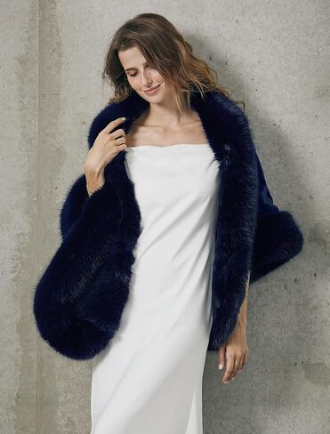 BEAUTELICATE Women's Faux Fur Shawl Wrap Stoles for Bridal Wedding Dresses in Kuwait
