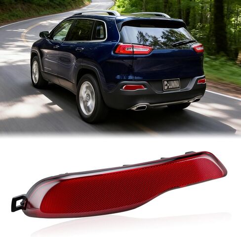 D-Lumina Rear Bumper Reflector for Je-ep Cherokee 2014 2015 2016 2017 2018, 68105145AC Left Side Red Rear Reflector, Pack of 1 in Saudi Arabia