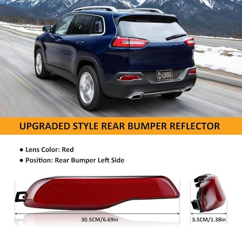 D-Lumina Rear Bumper Reflector for Je-ep Cherokee 2014 2015 2016 2017 2018, 68105145AC Left Side Red Rear Reflector, Pack of 1 in Saudi Arabia
