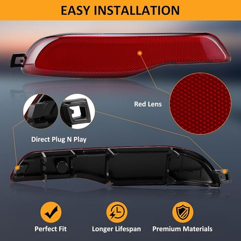 D-Lumina Rear Bumper Reflector for Je-ep Cherokee 2014 2015 2016 2017 2018, 68105145AC Left Side Red Rear Reflector, Pack of 1 in Saudi Arabia