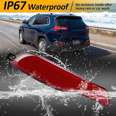 D-Lumina Rear Bumper Reflector for Je-ep Cherokee 2014 2015 2016 2017 2018, 68105145AC Left Side Red Rear Reflector, Pack of 1 in Saudi Arabia