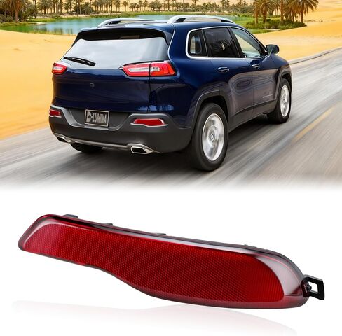 D-Lumina Rear Bumper Reflector for Je-ep Cherokee 2014 2015 2016 2017 2018, 68105145AC Left Side Red Rear Reflector, Pack of 1 in Saudi Arabia