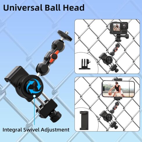 SUREWO Aluminum Fence Mount for Gopro,iPhone, Phone, DJI Osmo Action 4/3/2, Insta360,Mevo Start for Baseball Softball Tennis Recording, Cameras Net Chain Link Fence Clip Mount Holder in Kuwait