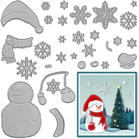 ALIBBON 2Pcs Snowflake Snowman Die Cuts for Card Making and Scrapbooking, Christmas Cutting Dies Metal Template Molds, Winter Die Cuts for DIY Photo Album Paper Embossing Card Making Decoration in Saudi Arabia