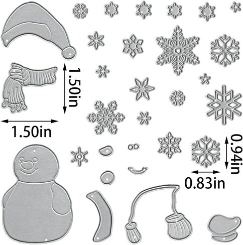 ALIBBON 2Pcs Snowflake Snowman Die Cuts for Card Making and Scrapbooking, Christmas Cutting Dies Metal Template Molds, Winter Die Cuts for DIY Photo Album Paper Embossing Card Making Decoration in Saudi Arabia