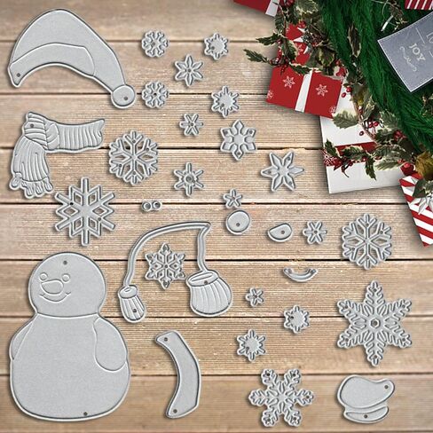ALIBBON 2Pcs Snowflake Snowman Die Cuts for Card Making and Scrapbooking, Christmas Cutting Dies Metal Template Molds, Winter Die Cuts for DIY Photo Album Paper Embossing Card Making Decoration in Saudi Arabia