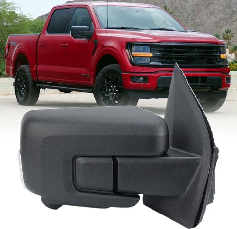 Textured Black Door Side Mirror Assembly For Ford F150 F-150 2021 2022 2023 2024 Heated Manual Folding W/Camera Blind Spot Puddle Turn Signal Light 13+1 Pins Right Passenger Side in Saudi Arabia