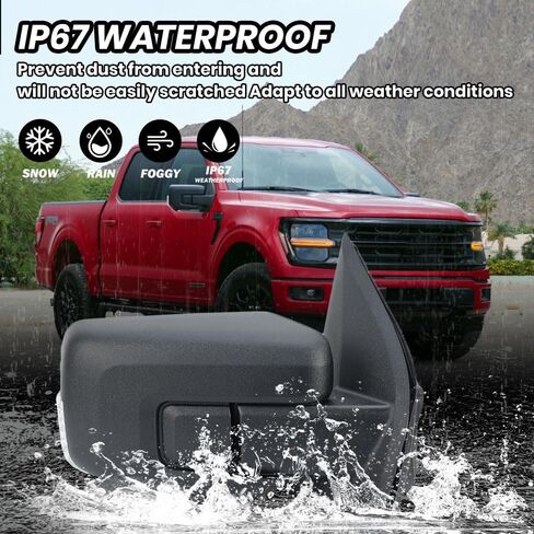 Textured Black Door Side Mirror Assembly For Ford F150 F-150 2021 2022 2023 2024 Heated Manual Folding W/Camera Blind Spot Puddle Turn Signal Light 13+1 Pins Right Passenger Side in Saudi Arabia