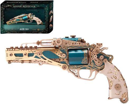 3D Wooden Puzzles for Adults-318PCS Revolver Model Kits to Build for Adults-Wood Puzzles Hobbies for Men-Mechanical Model Brain Teaser Gift Idea for Christmas (Black) in Saudi Arabia