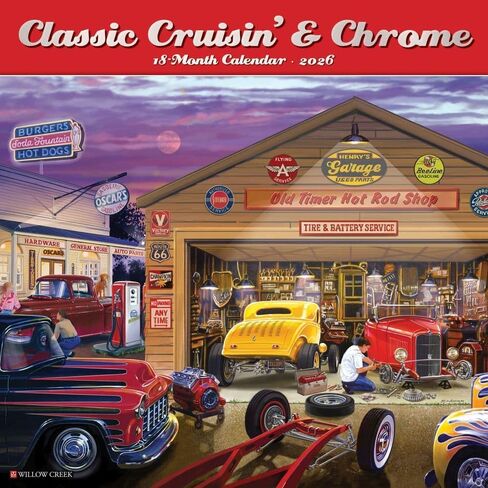 Willow Creek Press, Classic Cruisin and Chrome 2026 Wall Calendar, 12'' X 12'', 18-Month Calendar with Stapled Binding in Saudi Arabia
