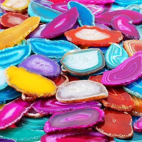 20pcs Polished Agate Pieces - 1.2" to 3"×0.78" to 2" Natural Agate Stones, Ideal for Elevating Home Decor & DIY Jewelry Crafting, Unique Hand-Polished Gems for Craft Lovers & Home Styling in Saudi Arabia
