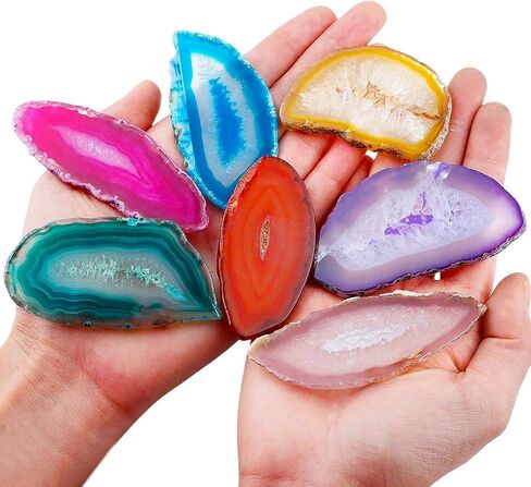 20pcs Polished Agate Pieces - 1.2" to 3"×0.78" to 2" Natural Agate Stones, Ideal for Elevating Home Decor & DIY Jewelry Crafting, Unique Hand-Polished Gems for Craft Lovers & Home Styling in Saudi Arabia