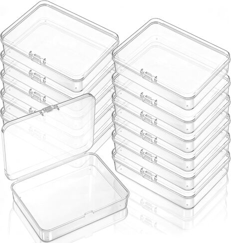 12 Pcs Mini Plastic Storage Containers Box with Lid, 4.5x3.4 Inches Clear Rectangle Box Organizer Crayon Boxs for Collecting Small Items Beads Business Cards Game Pieces Crafts Accessories in Saudi Arabia