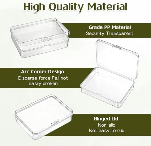 12 Pcs Mini Plastic Storage Containers Box with Lid, 4.5x3.4 Inches Clear Rectangle Box Organizer Crayon Boxs for Collecting Small Items Beads Business Cards Game Pieces Crafts Accessories in Saudi Arabia