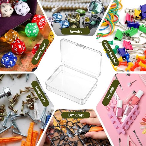 12 Pcs Mini Plastic Storage Containers Box with Lid, 4.5x3.4 Inches Clear Rectangle Box Organizer Crayon Boxs for Collecting Small Items Beads Business Cards Game Pieces Crafts Accessories in Saudi Arabia