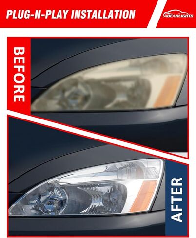 Headlight Assembly for Honda 2003-2007 Accord 2/4dr / 03 04 05 06 07 Accord Headlamp Clear Lens Chrome Housing with Amber Reflector Replacement Left and Right Pair in Saudi Arabia