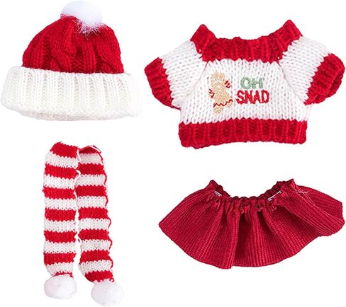 مجموعة ملابس دمية عيد الميلاد مقاس 17 سم (بدون دمية)، زي عيد الميلاد مكون من 3 قطع لدمية مقاس 17 سم، ملابس عيد الميلاد مقاس 6.7 بوصة مع قبعة سانتا الأنيقة + سترات + بنطلون أحمر176 in Kuwait