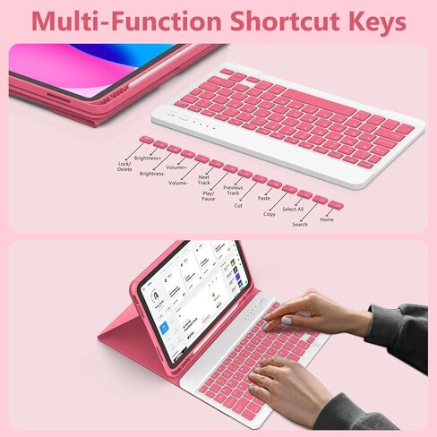 iPad 10th Generation Case with Keyboard (10.9", 2022),iPad Keyboard Case for 10.9" 10th Gen, Detachable - Pencil Holder - Flip Stand Cover - Keyboard Case for Latest iPad 10th Gen Pink in Kuwait