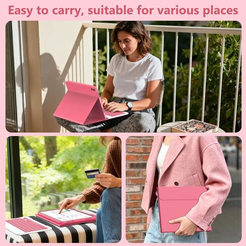 iPad 10th Generation Case with Keyboard (10.9", 2022),iPad Keyboard Case for 10.9" 10th Gen, Detachable - Pencil Holder - Flip Stand Cover - Keyboard Case for Latest iPad 10th Gen Pink in Kuwait