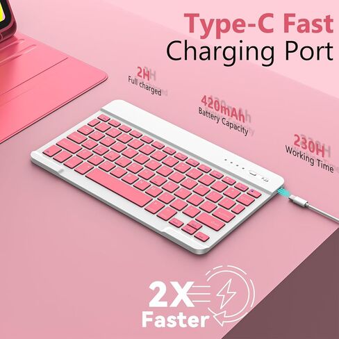 iPad 10th Generation Case with Keyboard (10.9", 2022),iPad Keyboard Case for 10.9" 10th Gen, Detachable - Pencil Holder - Flip Stand Cover - Keyboard Case for Latest iPad 10th Gen Pink in Kuwait