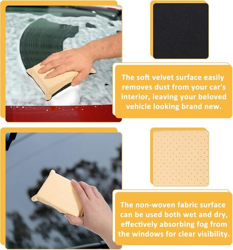 2 Pcs Car Window Defogger Sponge Absorbent Windshield Cleaner for Auto Glass Fog and Steam Removal Non-Scratch Cleaning Sponge in Saudi Arabia