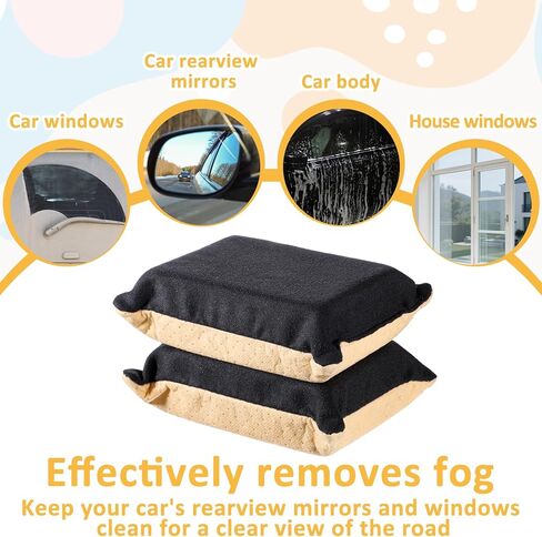 2 Pcs Car Window Defogger Sponge Absorbent Windshield Cleaner for Auto Glass Fog and Steam Removal Non-Scratch Cleaning Sponge in Saudi Arabia