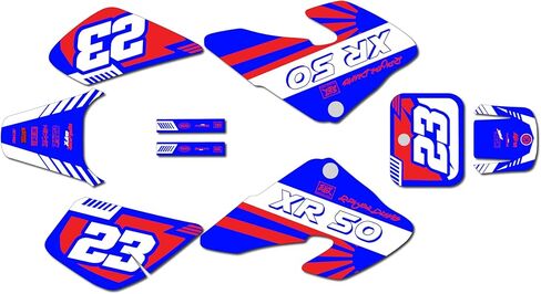Graphics kit for Honda XR50 (2000-2003) FH Series Red Black 16 Mil-Dirt bike Custom Racing Graphics Decals Stickers Kit, no-plastics in Saudi Arabia